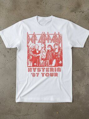 Def Leppard Hysteria 87 Tour T-Shirt Vintage Rock Band Graphic Tee Retro Unisex